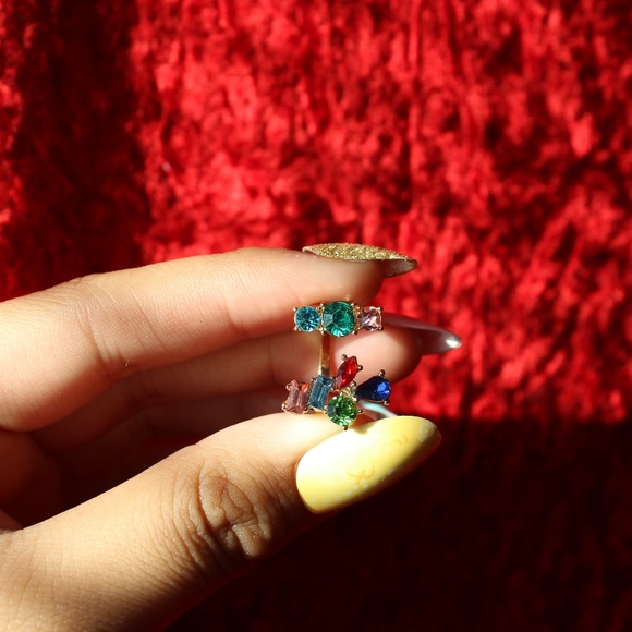 Gemstone Cluster Cuff Ring (I Take Offers!) - Picture 4 of 8